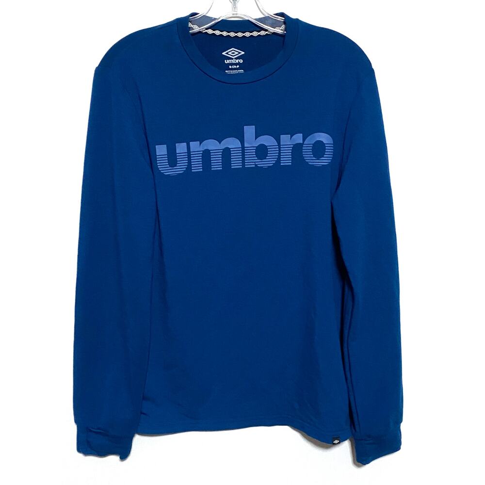 Umbro Spell Out Blue Long Sleeve Shirt Mens S Futbol Soccer Athleisure Athletic